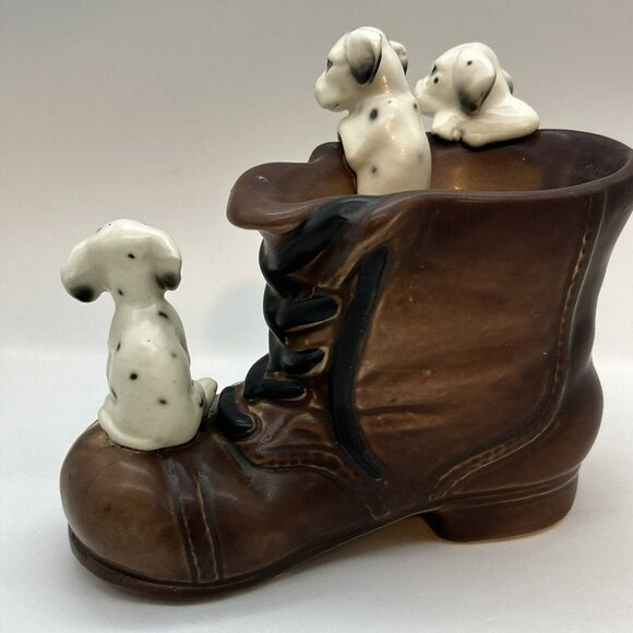 Vtg Lipper and Mann Porcelian Playful Dalmatian‎ Puppy/Dog  in Boot Firehouse - Picture 5 of 13